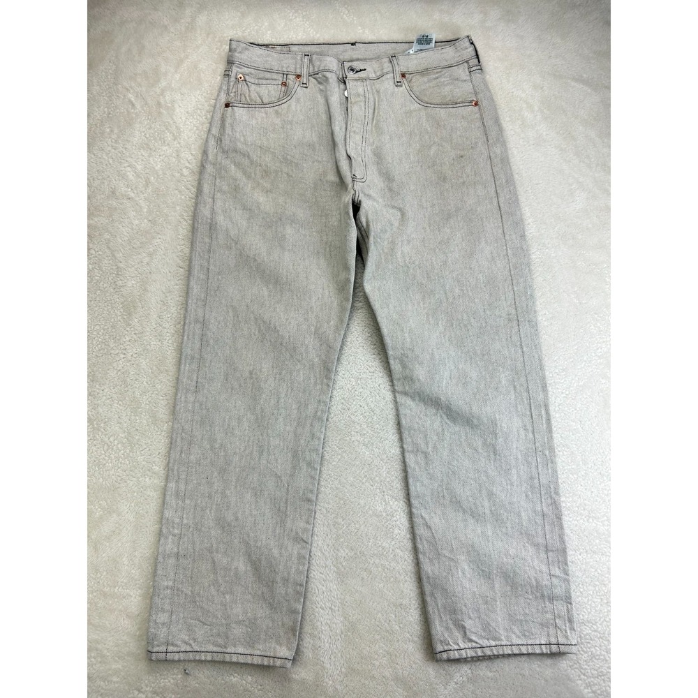 Levi's 501 XX Straight Fit Jeans Mens 38x32 White Twill Button Fly Pockets READ